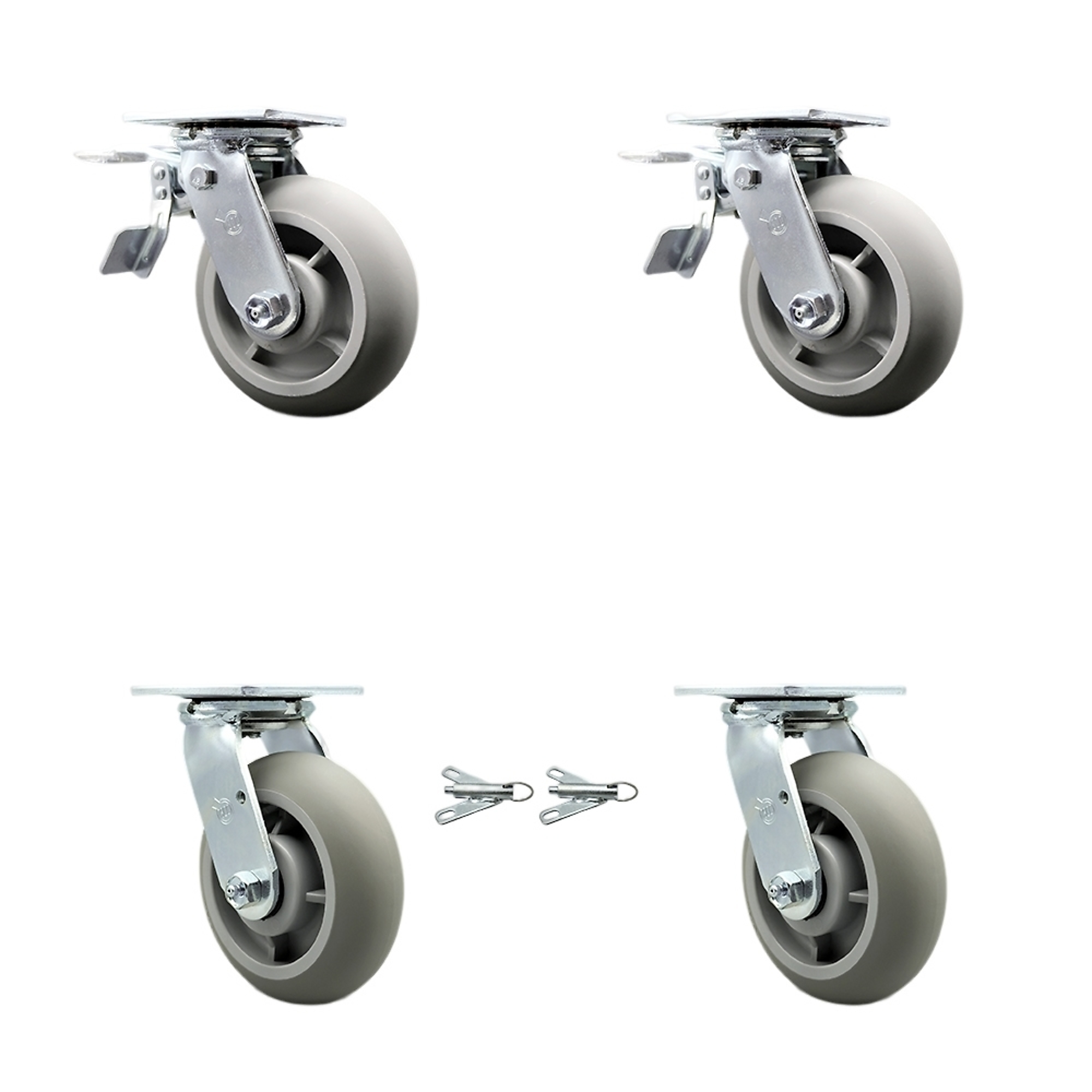 Service Caster, 6in. x 2in. Plate Casters, Wheel Diameter 6 in, Caster Type Swivel, Package (qty.) 4, Model# SCC-TTL30S620-TPRRD-2-BSL-2